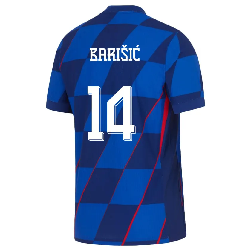 Danxen Uomo Maglia Croazia Teo Barisic #14 Blu Kit Gara Away 24-26 Maglietta