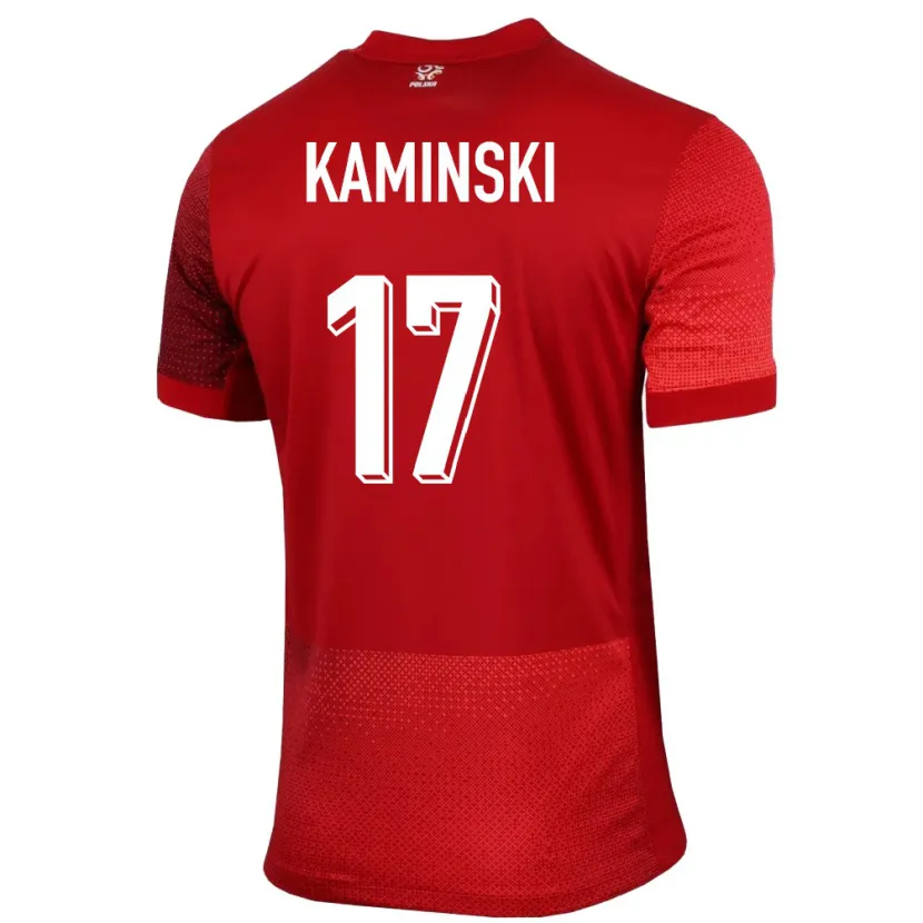 Danxen Uomo Maglia Polonia Jakub Kaminski #17 Rosso Kit Gara Away 24-26 Maglietta