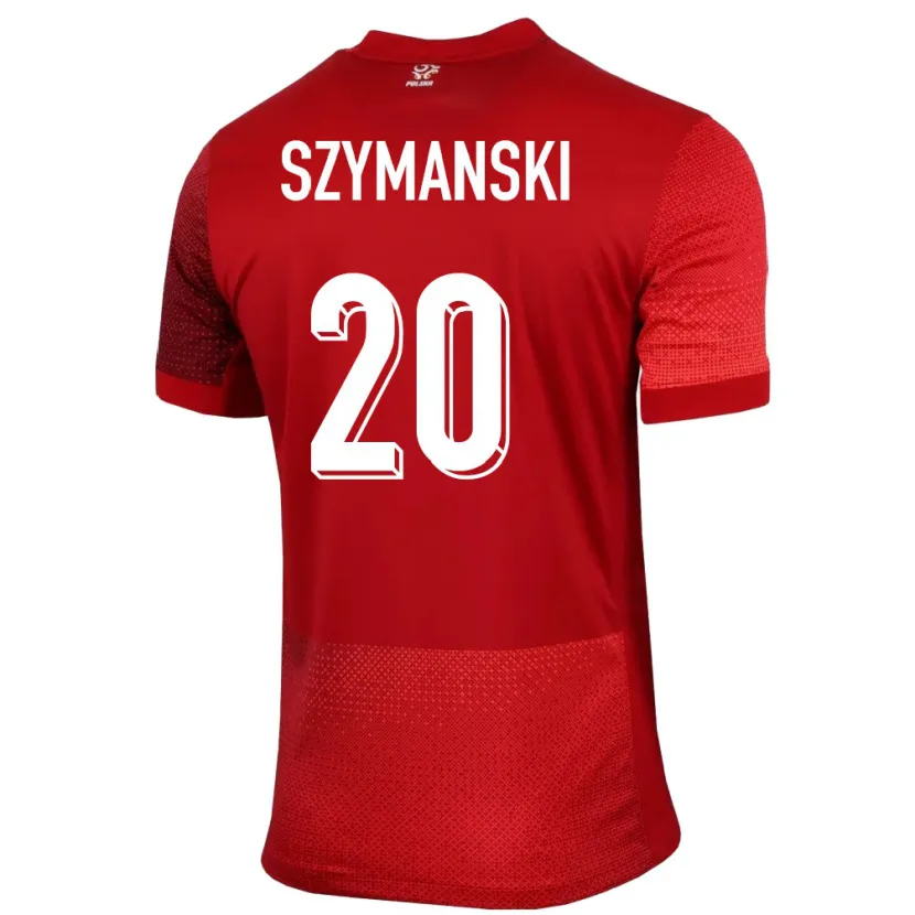 Danxen Uomo Maglia Polonia Sebastian Szymanski #20 Rosso Kit Gara Away 24-26 Maglietta