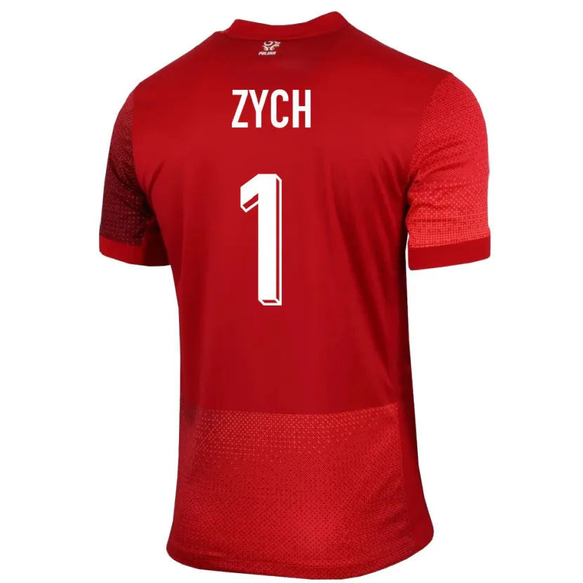 Danxen Uomo Maglia Polonia Oliwier Zych #1 Rosso Kit Gara Away 24-26 Maglietta