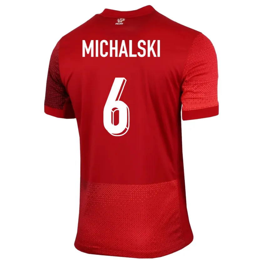 Danxen Uomo Maglia Polonia Szymon Michalski #6 Rosso Kit Gara Away 24-26 Maglietta