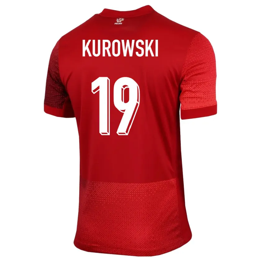 Danxen Uomo Maglia Polonia Milosz Kurowski #19 Rosso Kit Gara Away 24-26 Maglietta