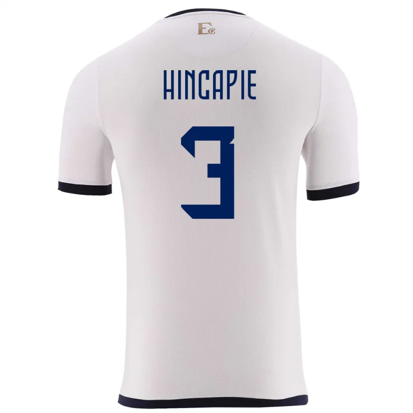 Danxen Uomo Maglia Ecuador Piero Hincapie #3 Bianco Kit Gara Away 24-26 Maglietta
