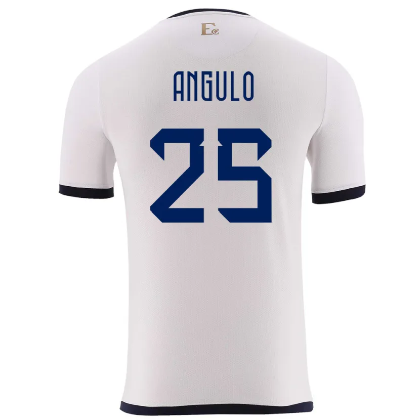 Danxen Uomo Maglia Ecuador Nilson Angulo #25 Bianco Kit Gara Away 24-26 Maglietta