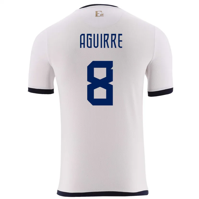 Danxen Uomo Maglia Ecuador Marthina Aguirre #8 Bianco Kit Gara Away 24-26 Maglietta