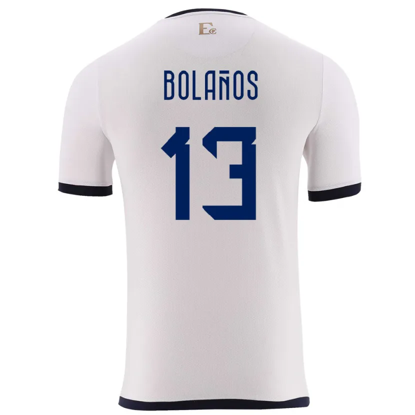 Danxen Uomo Maglia Ecuador Nayely Bolanos #13 Bianco Kit Gara Away 24-26 Maglietta
