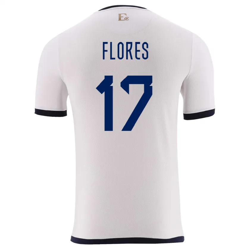 Danxen Uomo Maglia Ecuador Karen Flores #17 Bianco Kit Gara Away 24-26 Maglietta