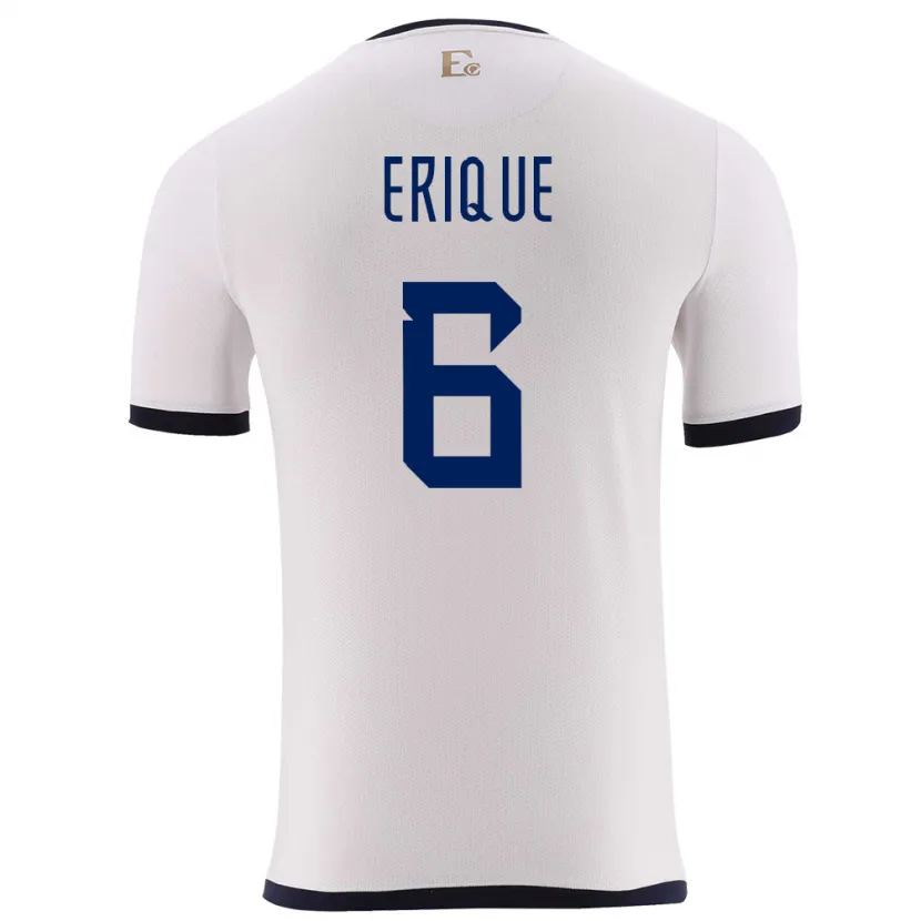Danxen Uomo Maglia Ecuador Yeltzin Erique #6 Bianco Kit Gara Away 24-26 Maglietta