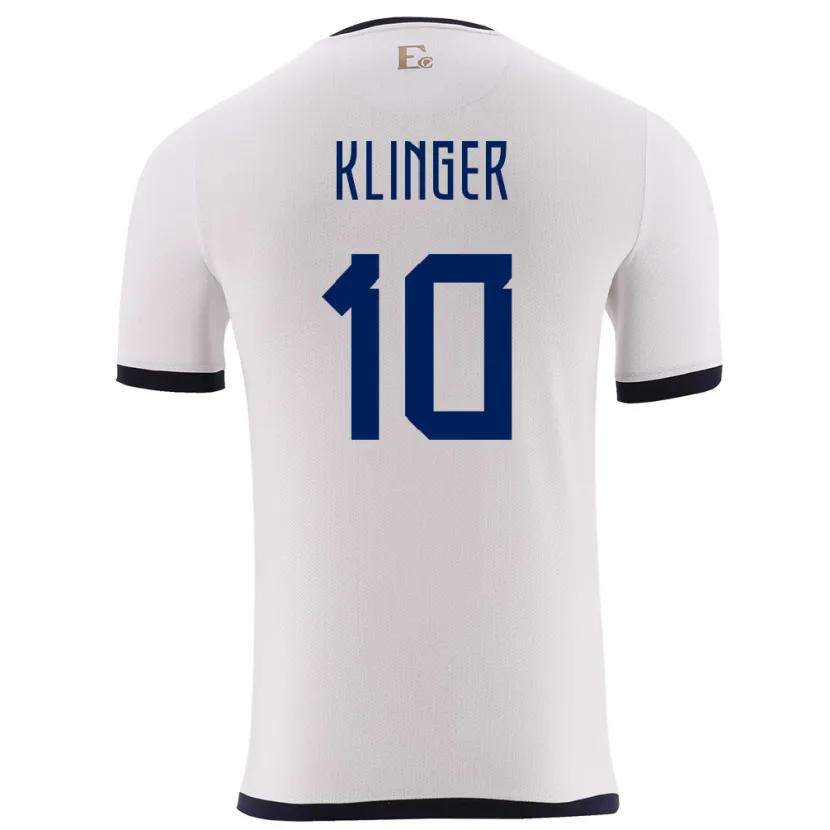 Danxen Uomo Maglia Ecuador Jose Klinger #10 Bianco Kit Gara Away 24-26 Maglietta