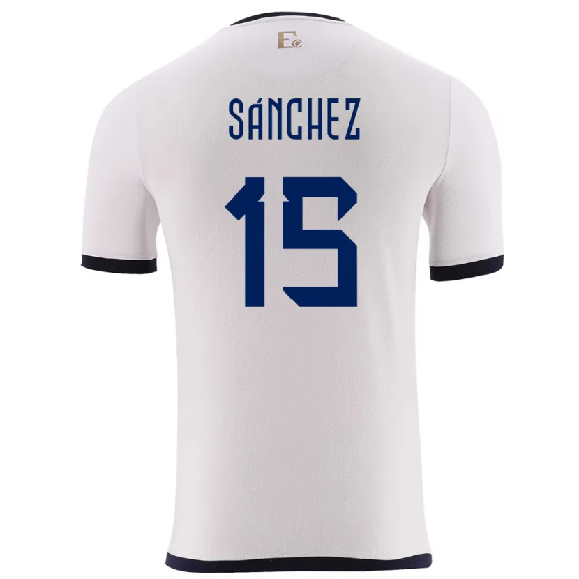 Danxen Uomo Maglia Ecuador Juan Sanchez #15 Bianco Kit Gara Away 24-26 Maglietta