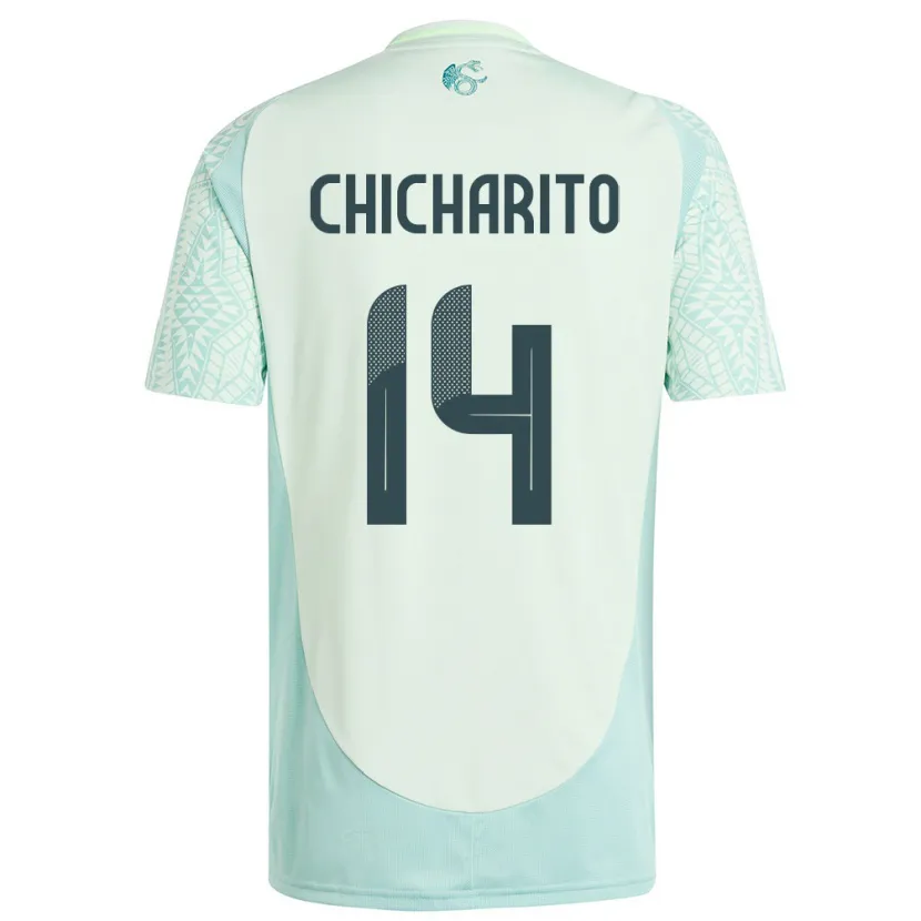 Danxen Uomo Maglia Messico Chicharito #14 Lino Verde Kit Gara Away 24-26 Maglietta