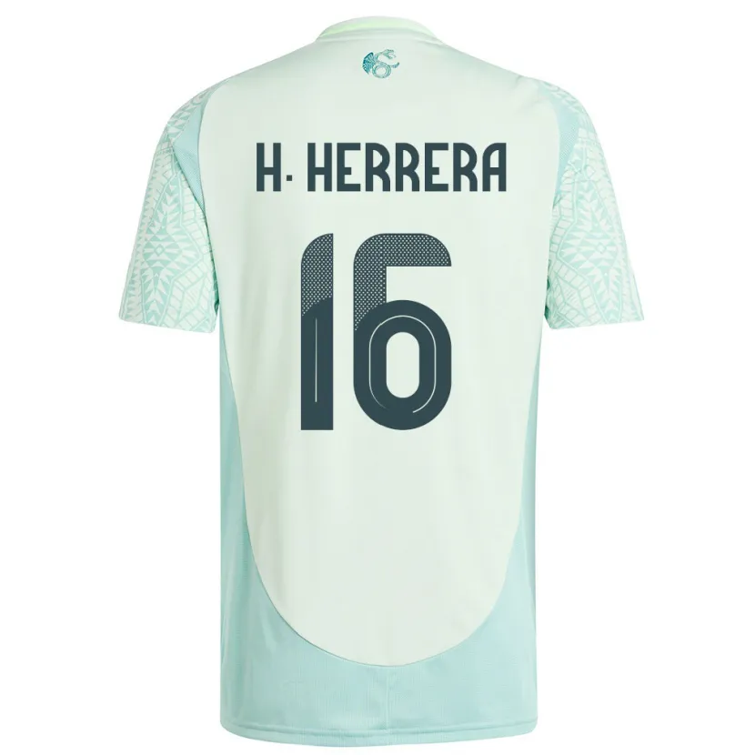 Danxen Uomo Maglia Messico Hector Herrera #16 Lino Verde Kit Gara Away 24-26 Maglietta
