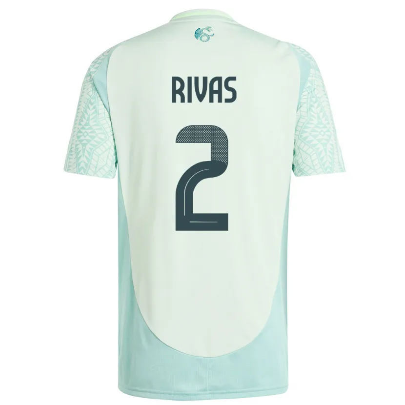 Danxen Uomo Maglia Messico Jesus Rivas #2 Lino Verde Kit Gara Away 24-26 Maglietta