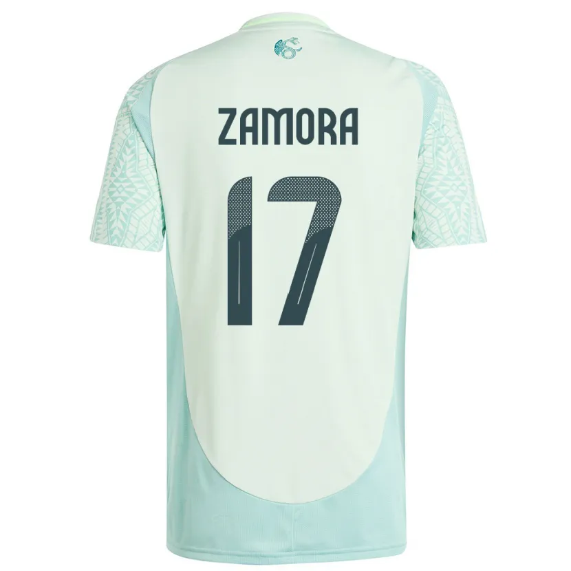 Danxen Uomo Maglia Messico Saul Zamora #17 Lino Verde Kit Gara Away 24-26 Maglietta