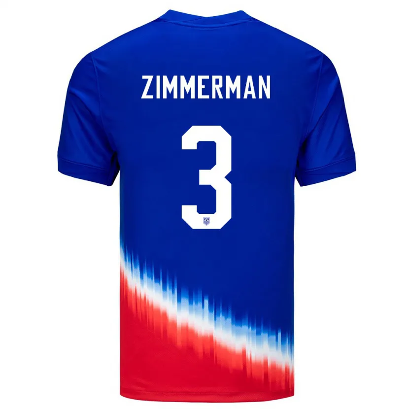 Danxen Uomo Maglia Stati Uniti Walker Zimmerman #3 Blu Kit Gara Away 24-26 Maglietta