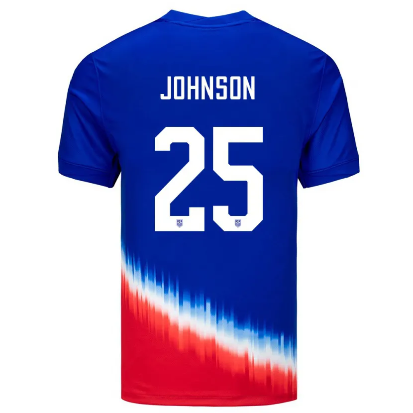 Danxen Uomo Maglia Stati Uniti Sean Johnson #25 Blu Kit Gara Away 24-26 Maglietta