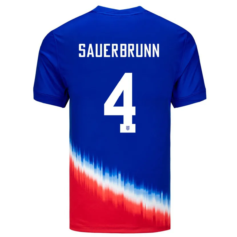 Danxen Uomo Maglia Stati Uniti Becky Sauerbrunn #4 Blu Kit Gara Away 24-26 Maglietta