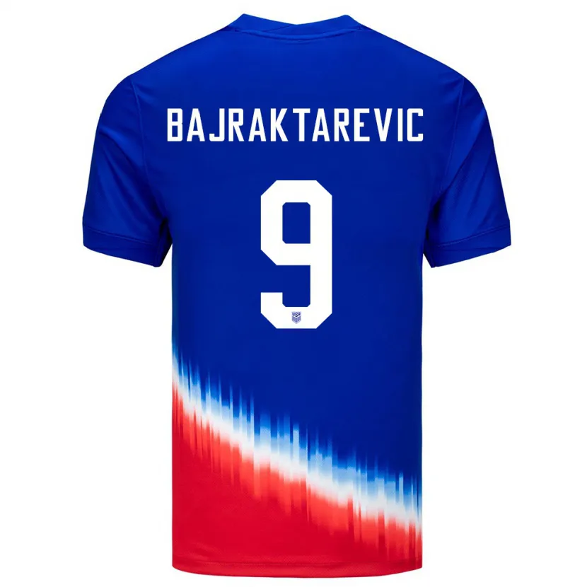 Danxen Uomo Maglia Stati Uniti Esmir Bajraktarevic #9 Blu Kit Gara Away 24-26 Maglietta
