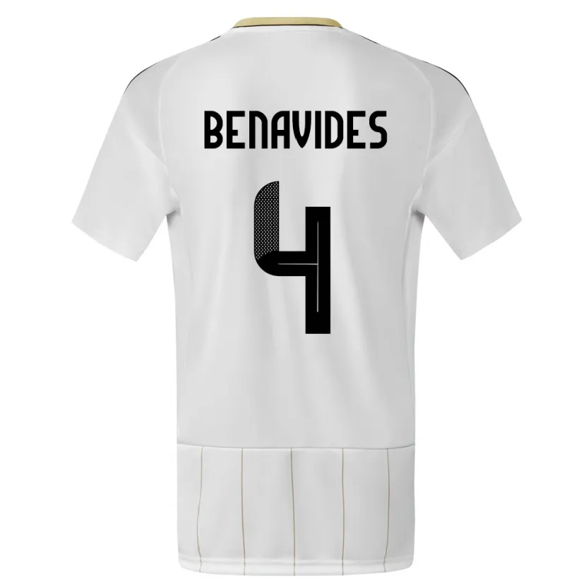 Danxen Uomo Maglia Costa Rica Mariana Benavides #4 Bianco Kit Gara Away 24-26 Maglietta