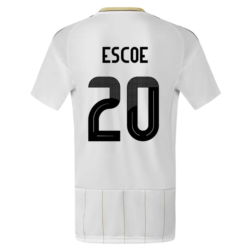 Danxen Uomo Maglia Costa Rica Enyel Escoe #20 Bianco Kit Gara Away 24-26 Maglietta