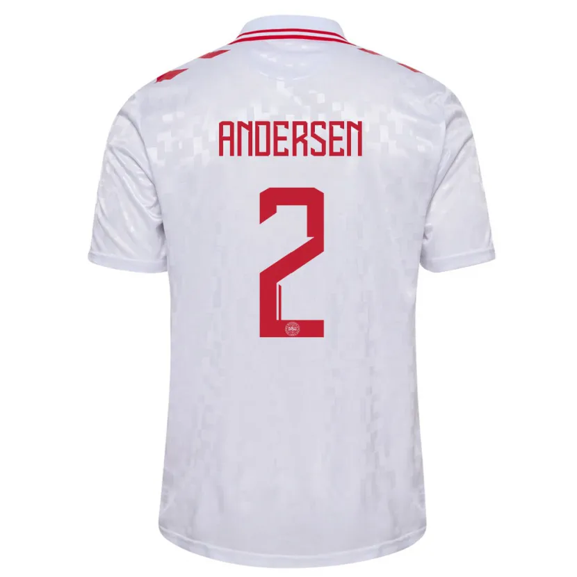 Danxen Uomo Maglia Danimarca Joachim Andersen #2 Bianco Kit Gara Away 24-26 Maglietta