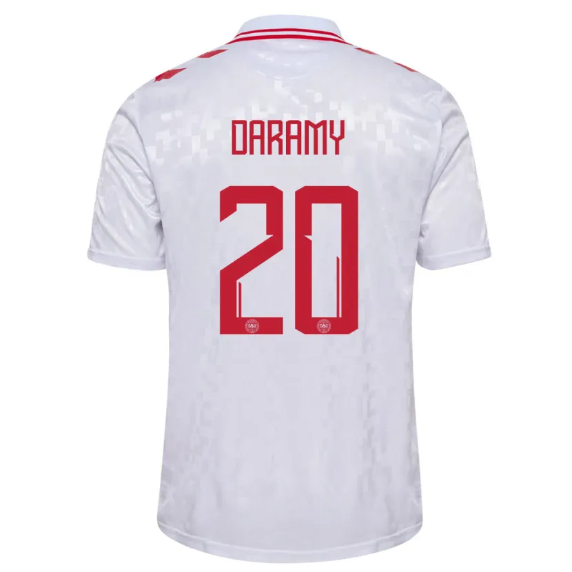 Danxen Uomo Maglia Danimarca Mohamed Daramy #20 Bianco Kit Gara Away 24-26 Maglietta