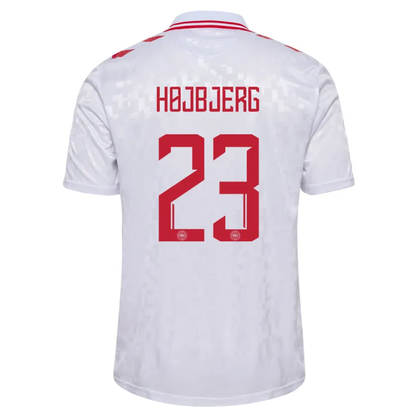 Danxen Uomo Maglia Danimarca Pierre-Emile Højbjerg #23 Bianco Kit Gara Away 24-26 Maglietta