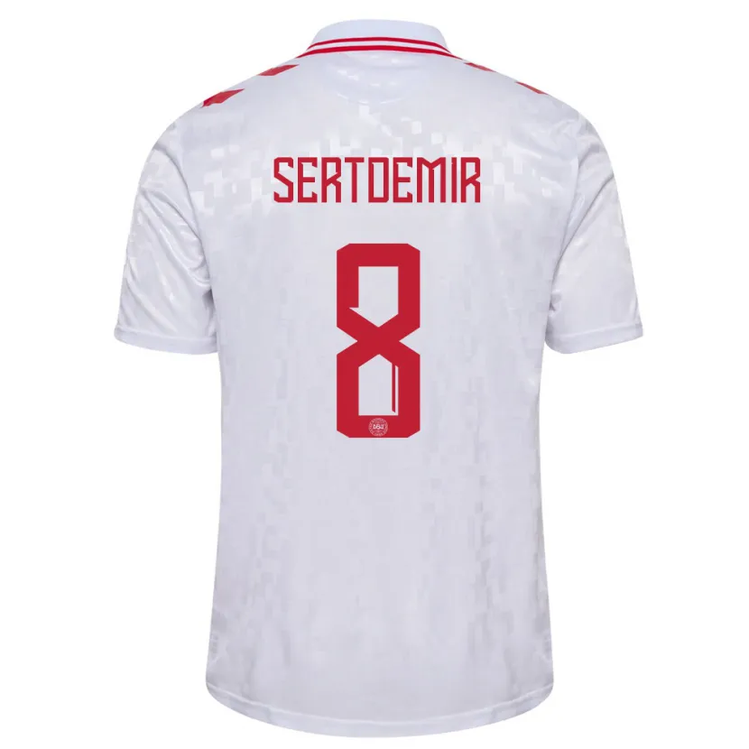 Danxen Uomo Maglia Danimarca Zidan Sertdemir #8 Bianco Kit Gara Away 24-26 Maglietta
