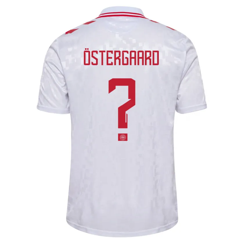 Danxen Uomo Maglia Danimarca Christian Östergaard #0 Bianco Kit Gara Away 24-26 Maglietta