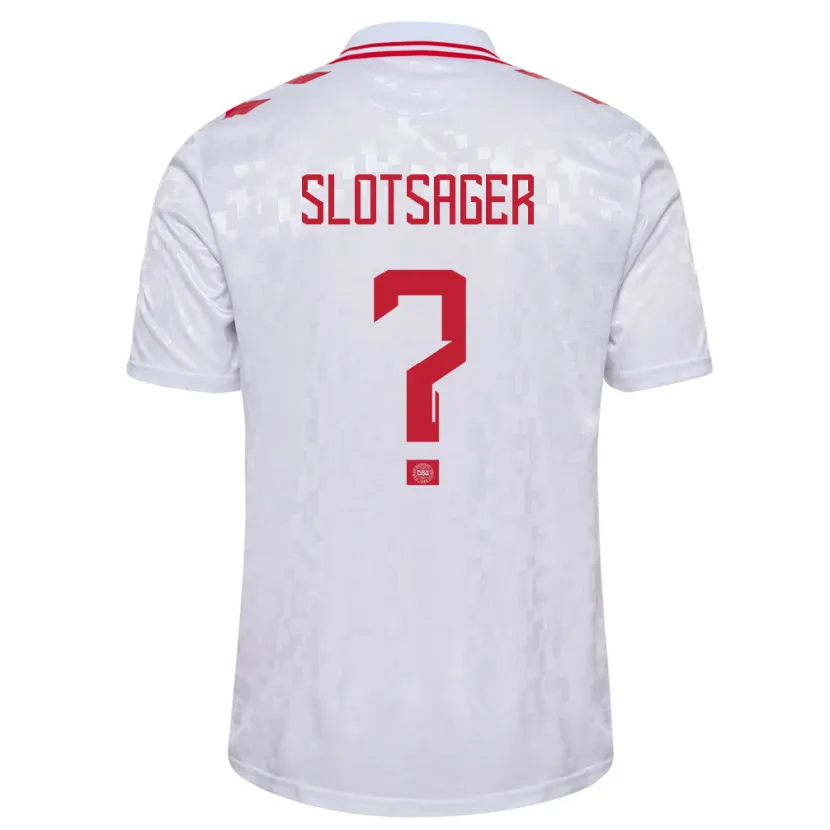 Danxen Uomo Maglia Danimarca Tobias Slotsager #0 Bianco Kit Gara Away 24-26 Maglietta
