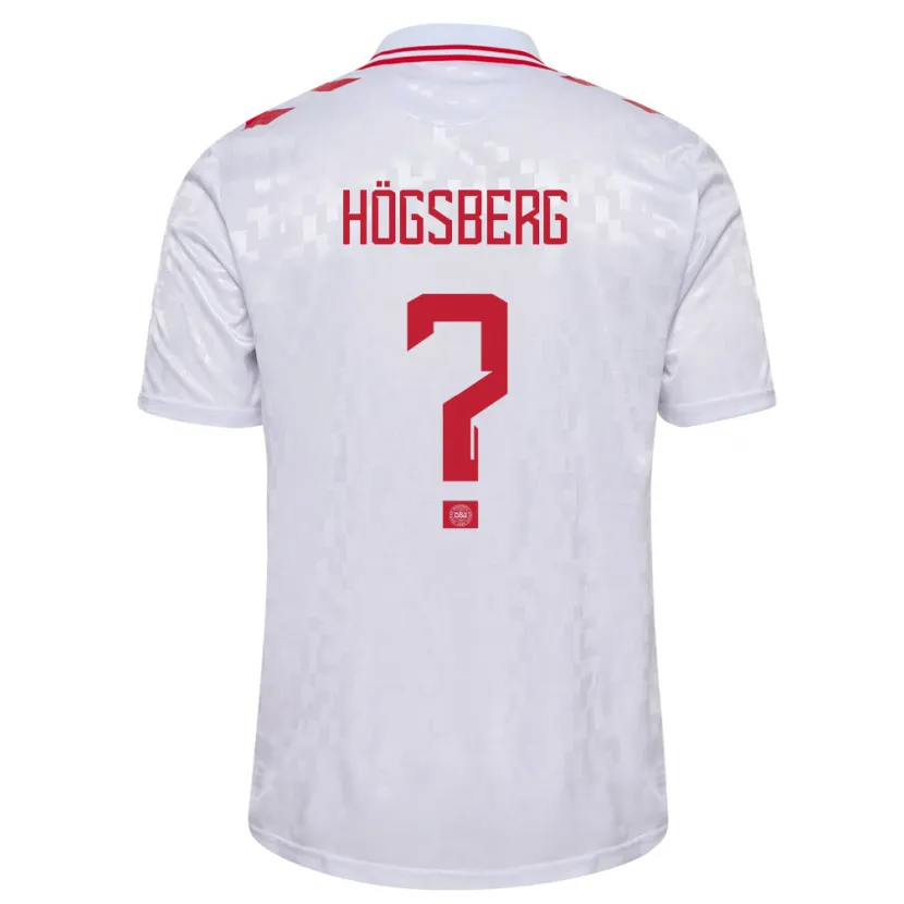 Danxen Uomo Maglia Danimarca Lucas Högsberg #0 Bianco Kit Gara Away 24-26 Maglietta