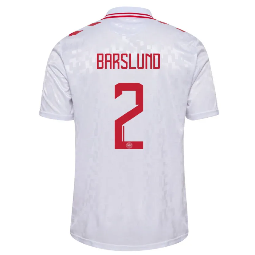 Danxen Uomo Maglia Danimarca Kaare Barslund #2 Bianco Kit Gara Away 24-26 Maglietta