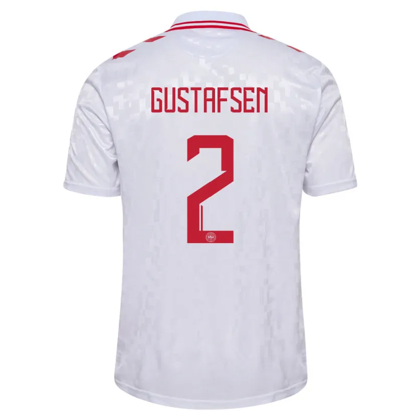 Danxen Uomo Maglia Danimarca Victor Gustafsen #2 Bianco Kit Gara Away 24-26 Maglietta