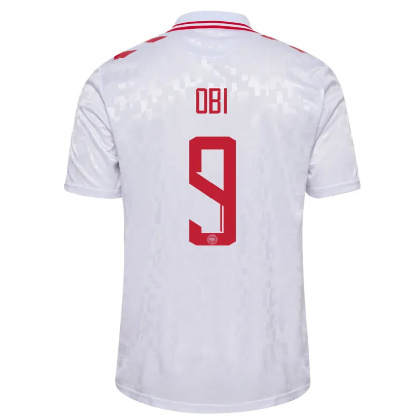 Danxen Uomo Maglia Danimarca Chido Obi #9 Bianco Kit Gara Away 24-26 Maglietta