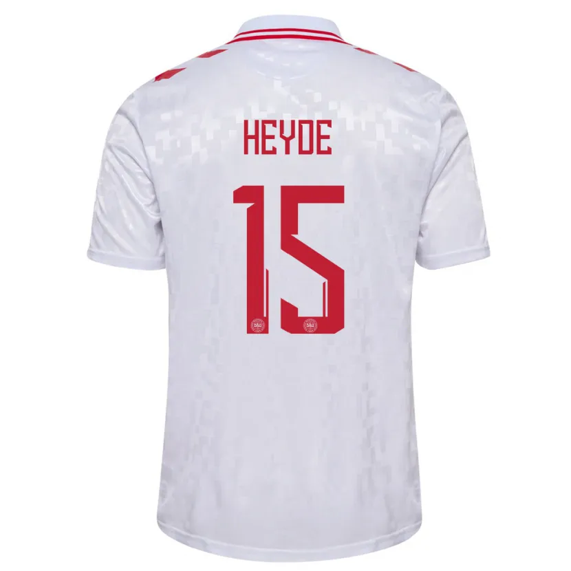 Danxen Uomo Maglia Danimarca Malte Heyde #15 Bianco Kit Gara Away 24-26 Maglietta