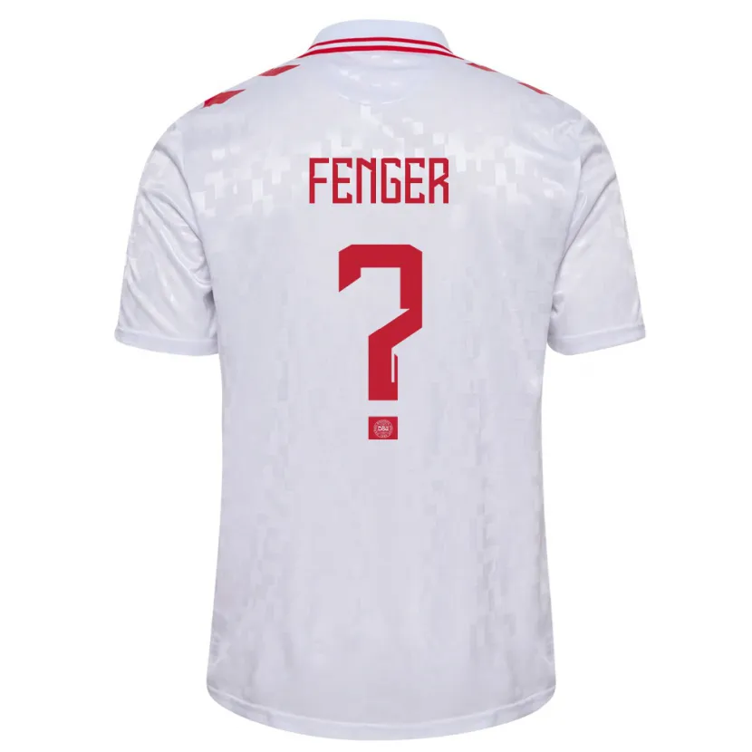 Danxen Uomo Maglia Danimarca Oskar Fenger #0 Bianco Kit Gara Away 24-26 Maglietta