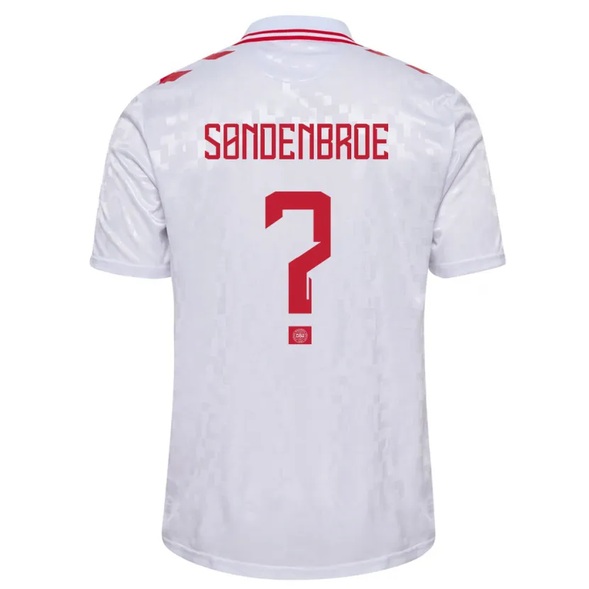 Danxen Uomo Maglia Danimarca Andreas Søndenbroe #0 Bianco Kit Gara Away 24-26 Maglietta