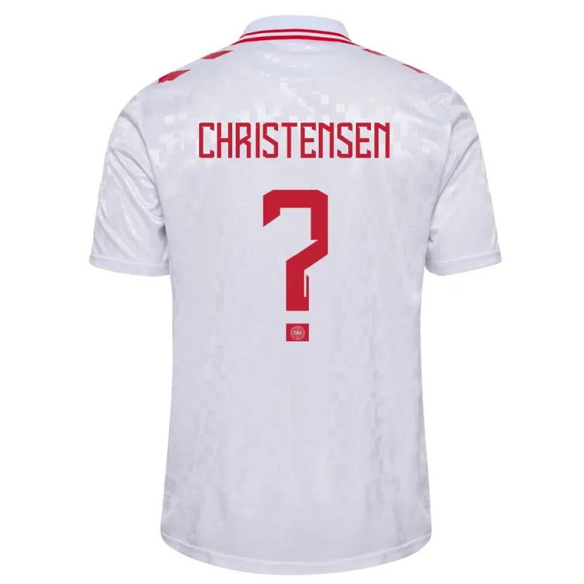 Danxen Uomo Maglia Danimarca Sebastian Christensen #0 Bianco Kit Gara Away 24-26 Maglietta