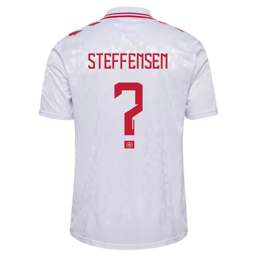 Danxen Uomo Maglia Danimarca Mark Steffensen #0 Bianco Kit Gara Away 24-26 Maglietta