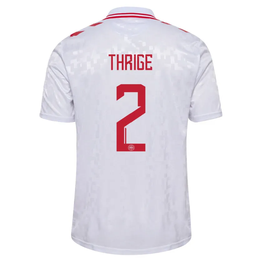 Danxen Uomo Maglia Danimarca Sara Thrige #2 Bianco Kit Gara Away 24-26 Maglietta