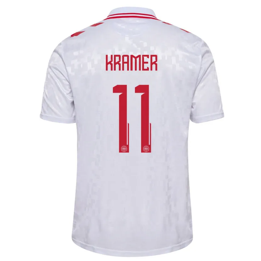 Danxen Uomo Maglia Danimarca Cornelia Kramer #11 Bianco Kit Gara Away 24-26 Maglietta