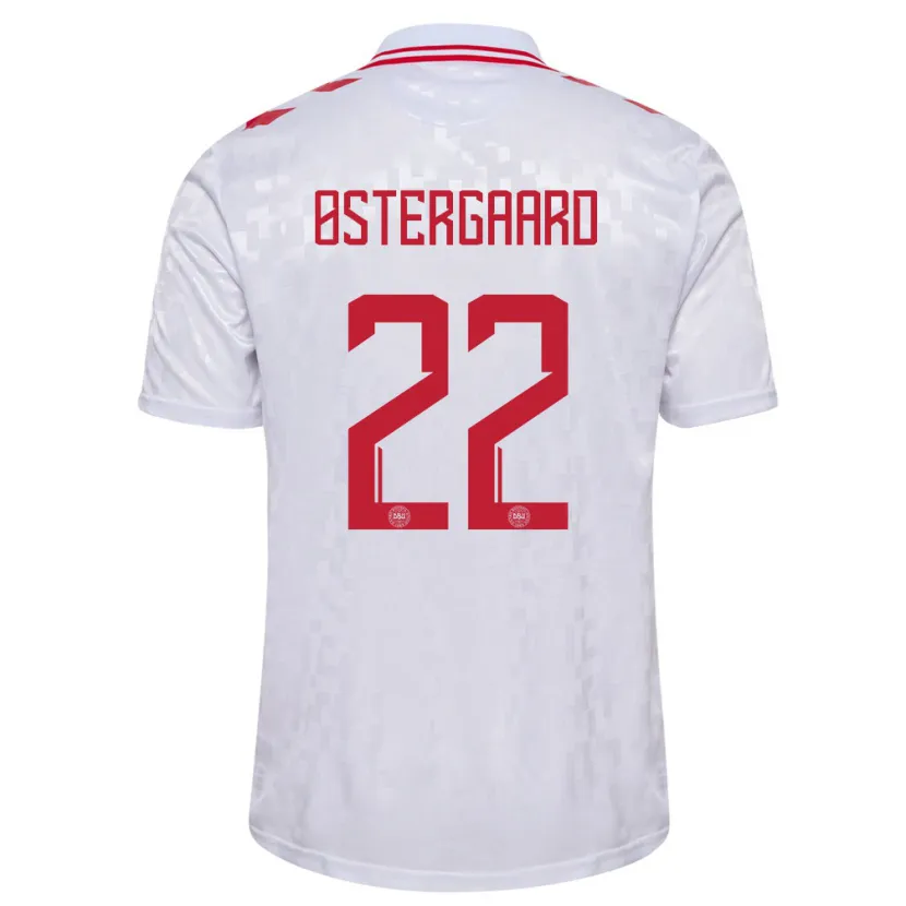 Danxen Uomo Maglia Danimarca Maja Bay Østergaard #22 Bianco Kit Gara Away 24-26 Maglietta