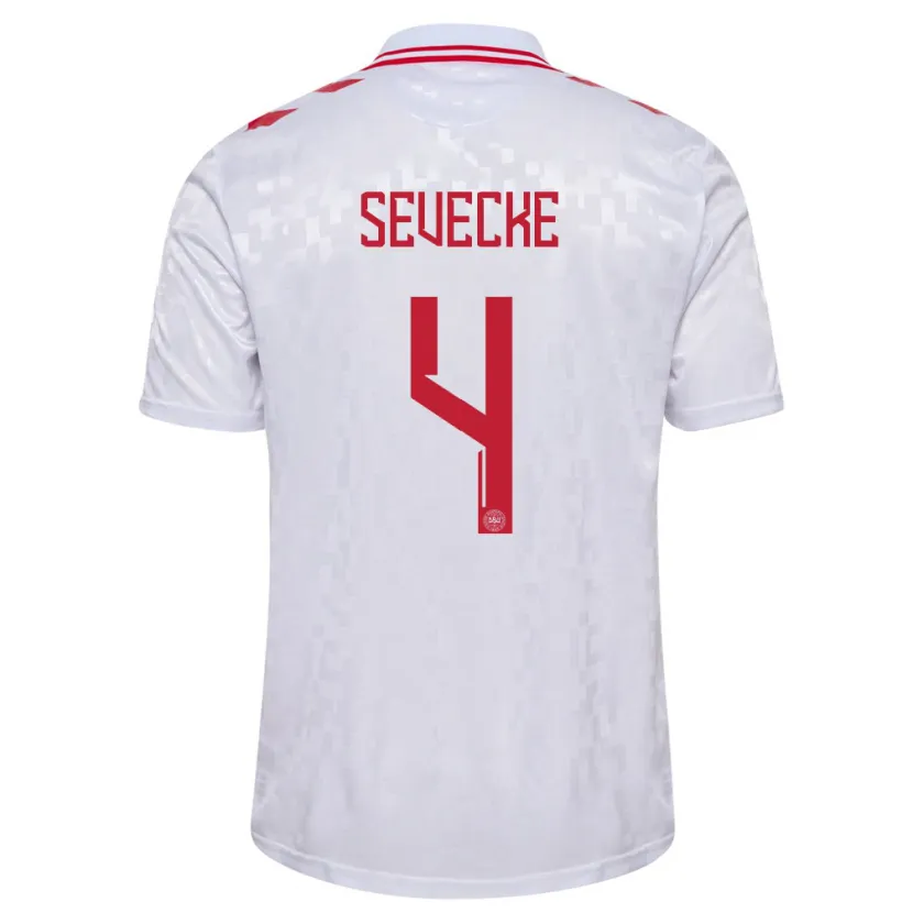 Danxen Uomo Maglia Danimarca Rikke Sevecke #4 Bianco Kit Gara Away 24-26 Maglietta