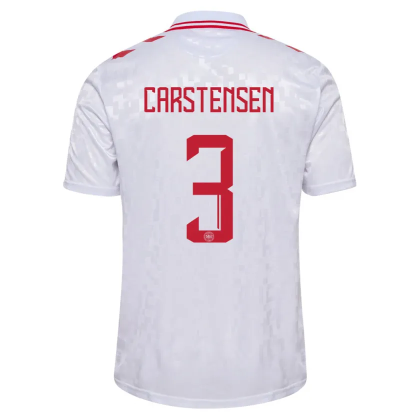Danxen Uomo Maglia Danimarca Rasmus Carstensen #3 Bianco Kit Gara Away 24-26 Maglietta