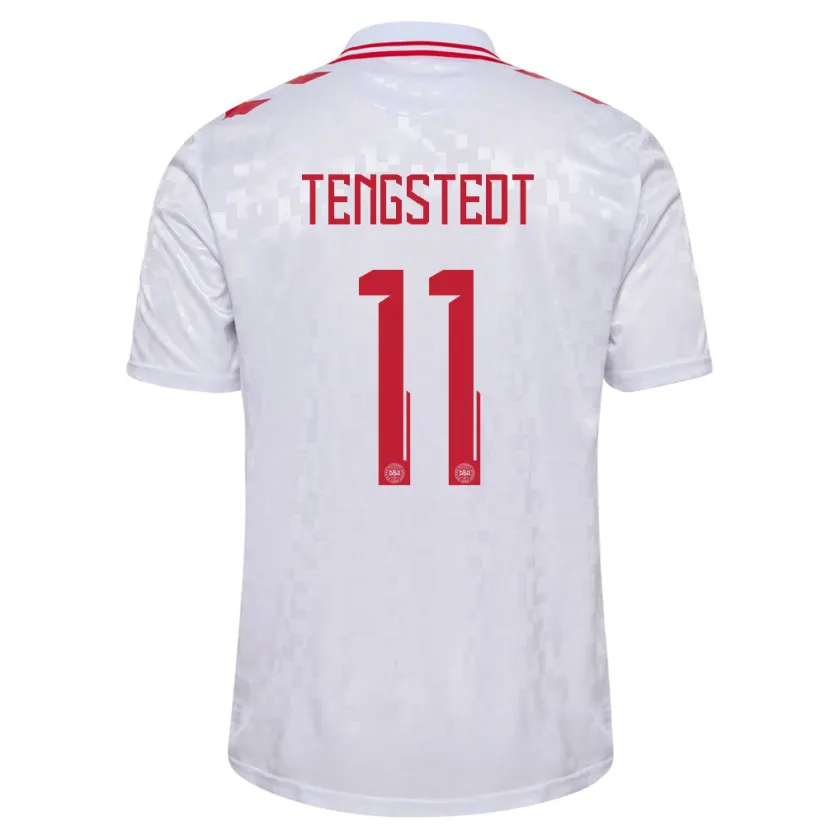 Danxen Uomo Maglia Danimarca Casper Tengstedt #11 Bianco Kit Gara Away 24-26 Maglietta