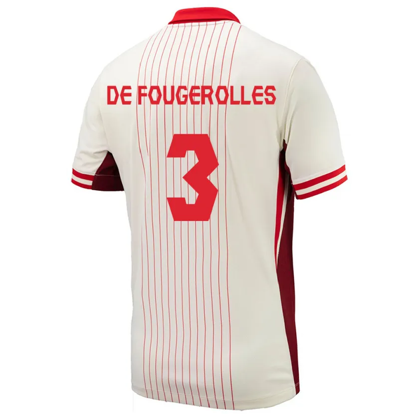 Danxen Uomo Maglia Canada Luc De Fougerolles #3 Bianco Kit Gara Away 24-26 Maglietta