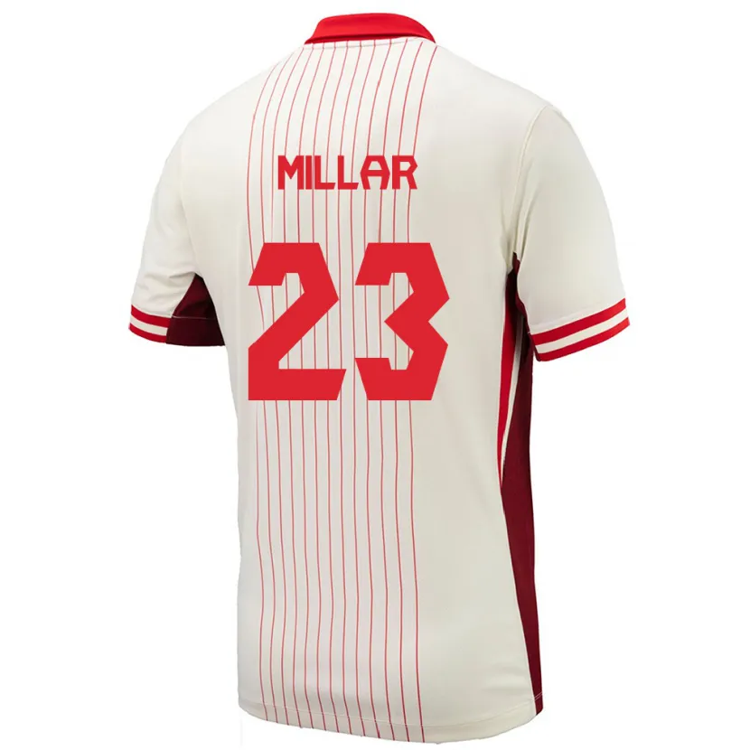 Danxen Uomo Maglia Canada Liam Millar #23 Bianco Kit Gara Away 24-26 Maglietta