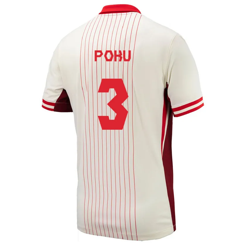 Danxen Uomo Maglia Canada Kwasi Poku #3 Bianco Kit Gara Away 24-26 Maglietta
