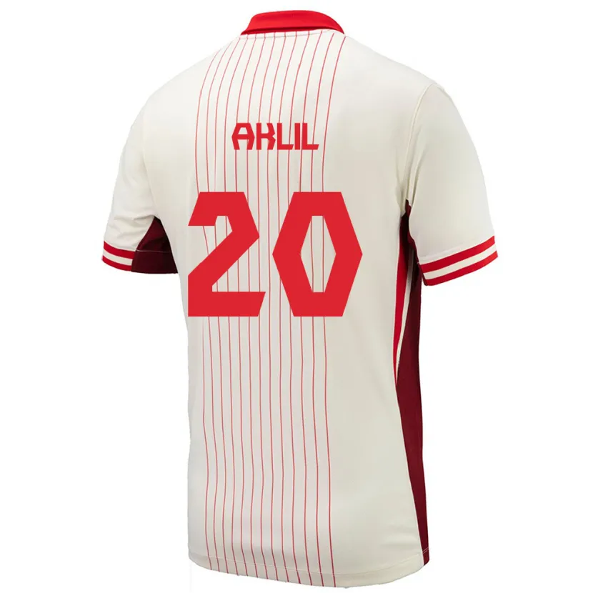 Danxen Uomo Maglia Canada Lino Aklil #20 Bianco Kit Gara Away 24-26 Maglietta