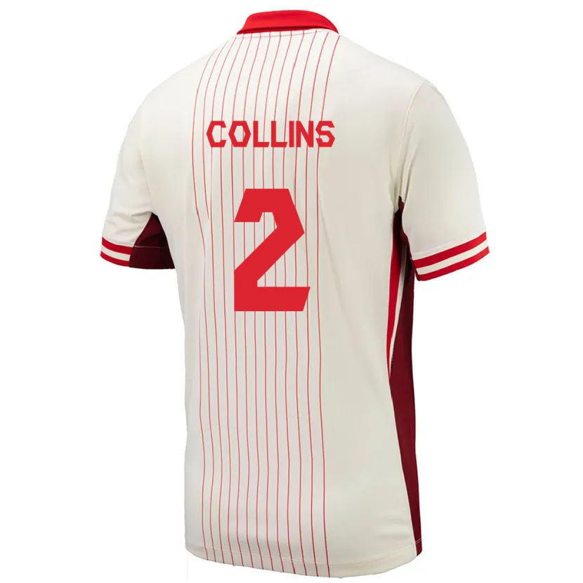 Danxen Uomo Maglia Canada Sydney Collins #2 Bianco Kit Gara Away 24-26 Maglietta